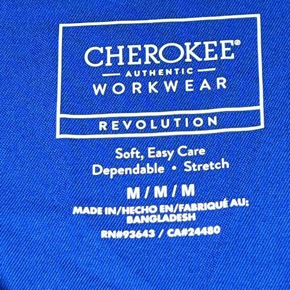 Cherokee Top Womens Size Medium Blue V-Neck Scrub Short Sleeve Polyester Blend - Picture 9 of 11